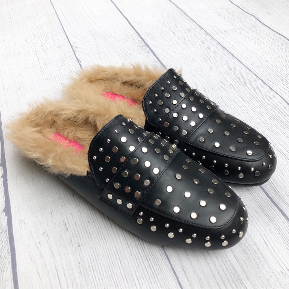 Catherine‎ Malandrino Armo Studded Faux Fur Loafer Slides 6